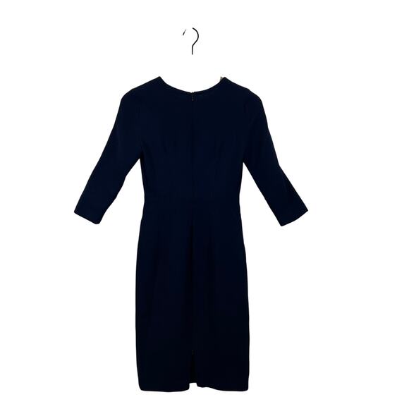 PAROSH Long Sleeve Dress Crepe Back Zip Slit Navy Blue Women’s Size XS - Picture 3 of 8